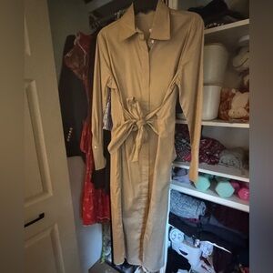 Elegant Tan Shirt Dress